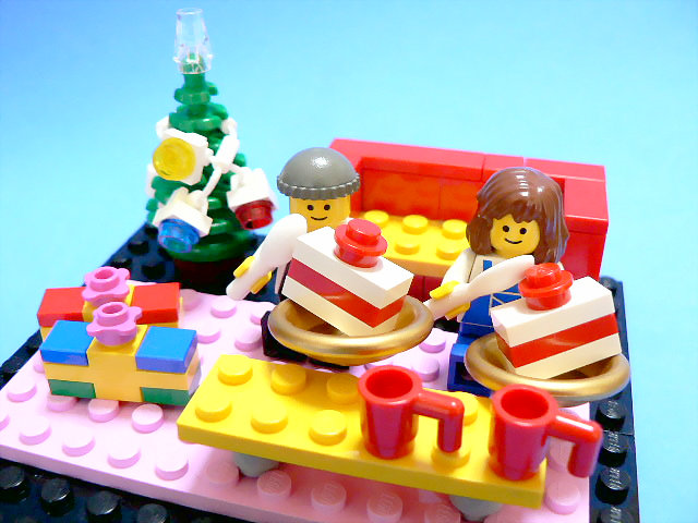 待ちに待ったクリスマス お部屋でぬくぬくとケーキを食べよう かわいいレゴずき I Love Cute Lego